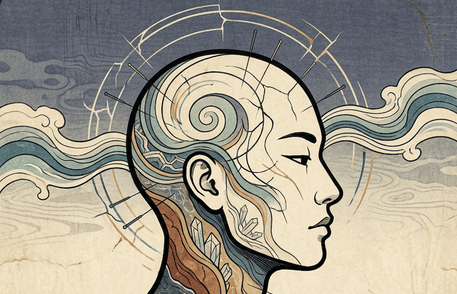 Artistic illustration of a woman's profile highlighting mind-body connection and holistic health.